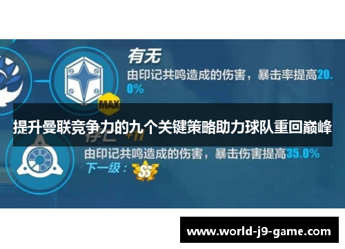 提升曼联竞争力的九个关键策略助力球队重回巅峰 提升曼联竞争力的九个关键策略助力球队重回巅峰
